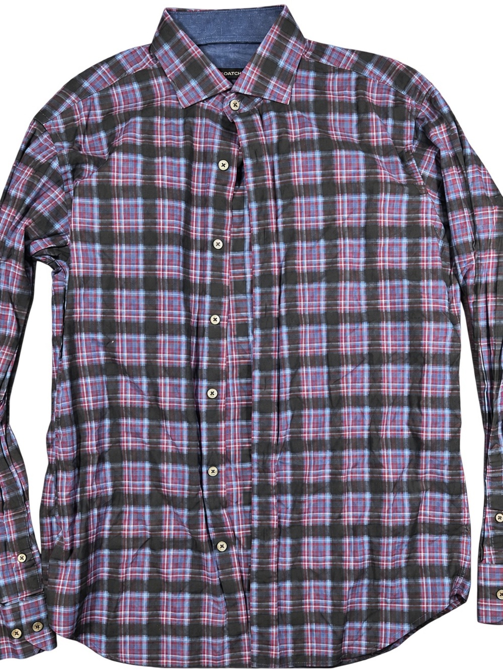 Bugatchi Men's Plaid Button-Down Shirt - Purple and Black